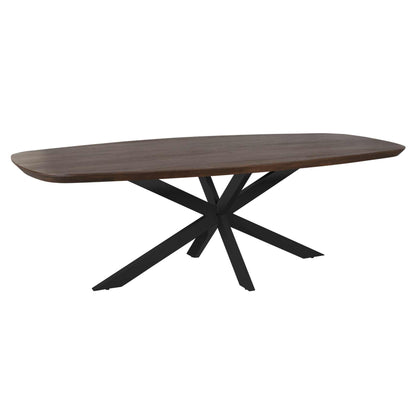 Eettafel Madison Deens Ovaal 240cm van Starfurn in bruin mangohout met zwart metalen onderstel