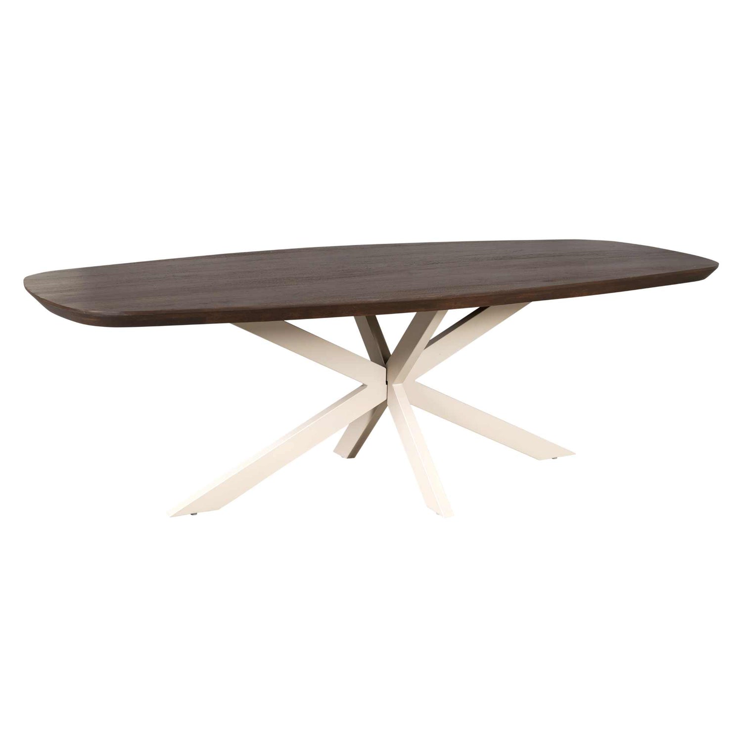 Eettafel Madison Deens Ovaal 280cm van Starfurn in bruin mangohout met zandkleurig metalen onderstel