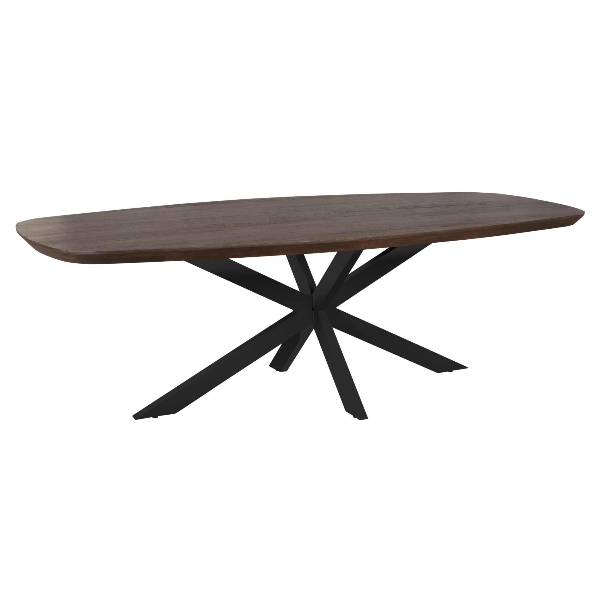 Eettafel Madison Deens Ovaal 280cm van Starfurn in bruin mangohout met zwart metalen onderstel