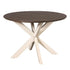 Ronde eettafel Madison 110cm van Starfurn in bruin mangohout met zandkleurige metalen middenpoot