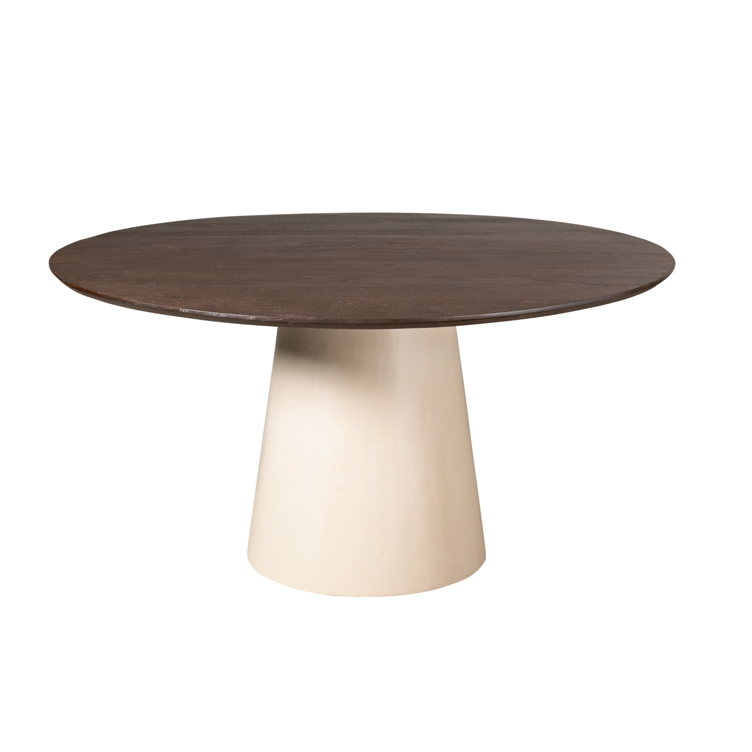 Bovenaanzicht van de ronde eettafel Madison 130cm van Starfurn met de nerf van het mangohout