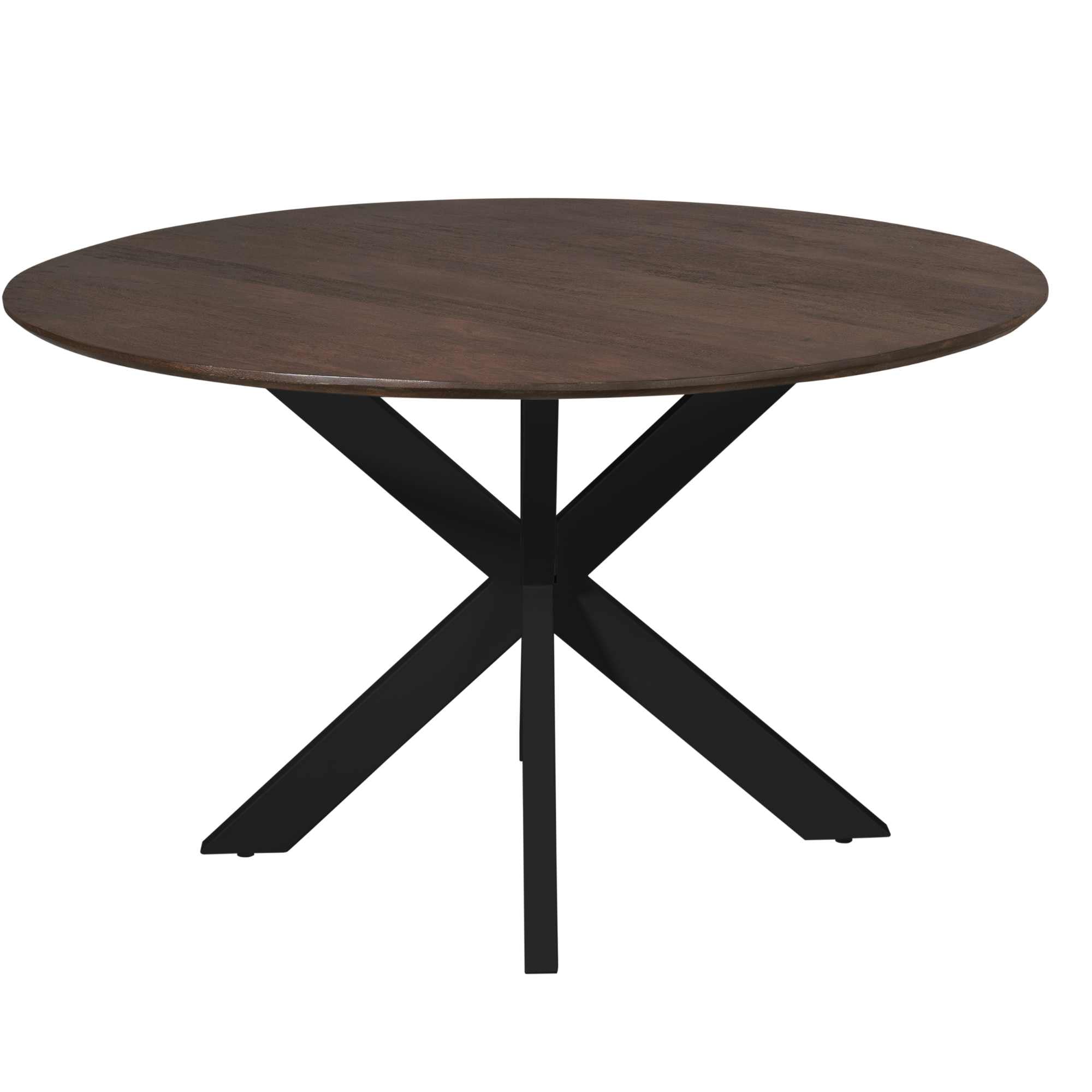 Eettafel Madison 130cm met zwarte poot van Starfurn schuin van voren gezien