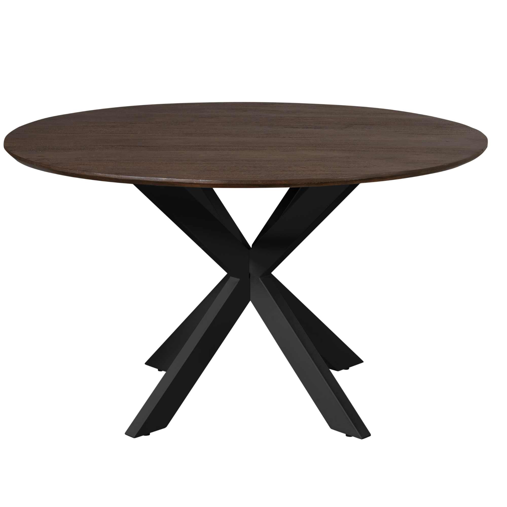 Eettafel Madison 130cm van Starfurn van bovenaf met de houtnerf in het bruine tafelblad