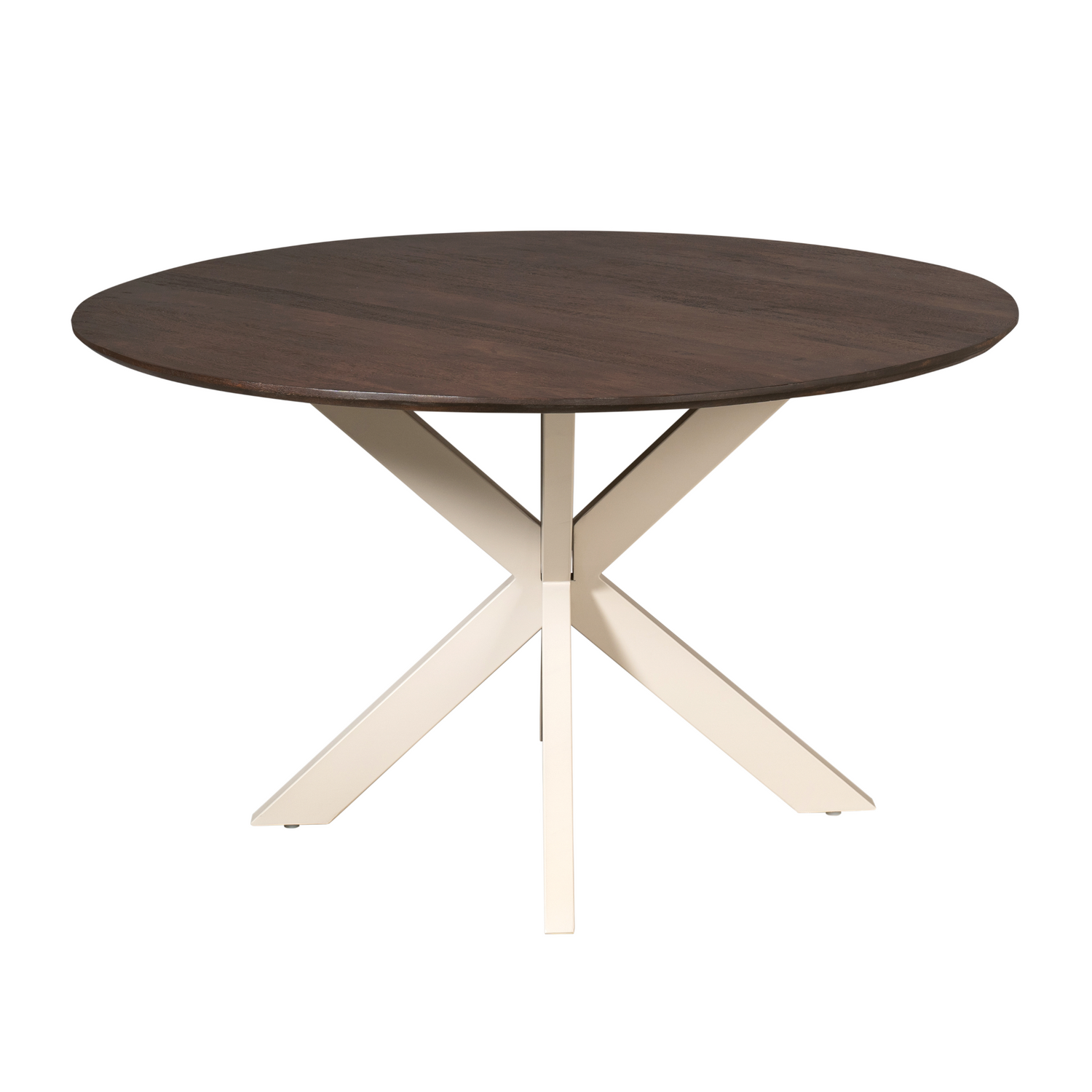 Eettafel Madison 150cm van Starfurn in bruin mangohout met zandkleurige metalen middenpoot