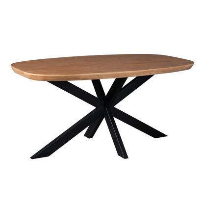 Eettafel Madison Mangohout Naturel Deens Ovaal 160cm van Starfurn met zichtbare houtnerf in de naturel afwerking