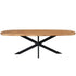 Eettafel Madison Mangohout Naturel Deens Ovaal 200cm van Starfurn met ovaal mangohouten blad en zwart onderstel