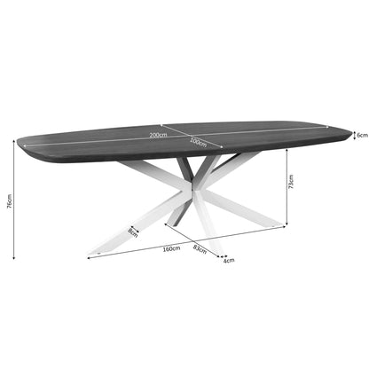 Eettafel Madison Mangohout Naturel Deens Ovaal 200cm van Starfurn met een blad van 200 bij 100 cm en 76 cm hoog