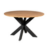 Eettafel Madison Mangohout Naturel Rond 130cm van Starfurn met rond tafelblad van mangohout en zwarte metalen poot