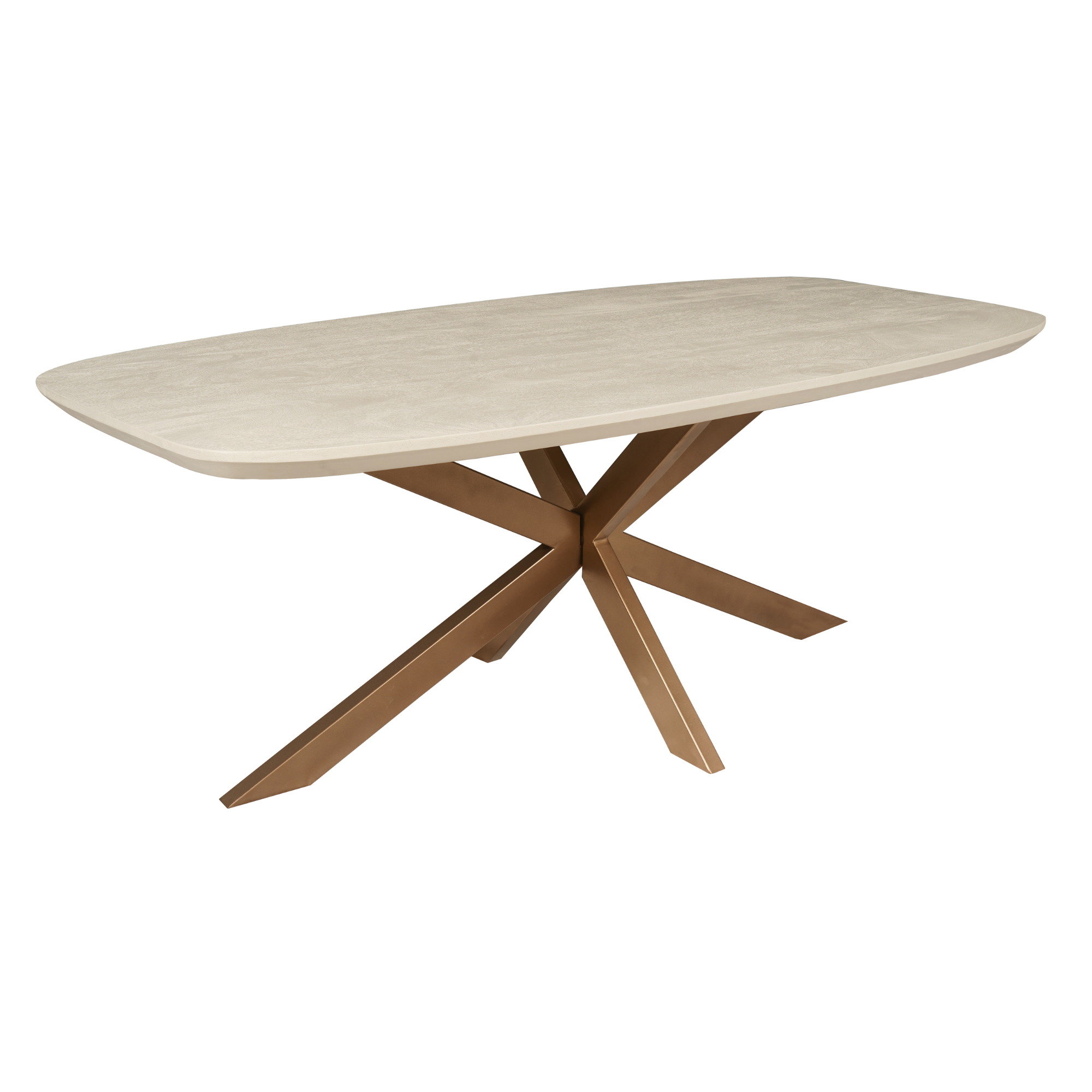 Eettafel Madison Zand van Starfurn detail van de bronskleurige voet van het onderstel