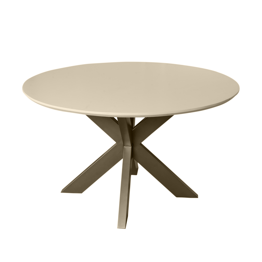 Ronde eettafel Madison Zand met brede middenpoot in bronzen finish