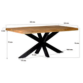 Eettafel Nairobi Tree Top 220cm in Naturel, detail van het blad