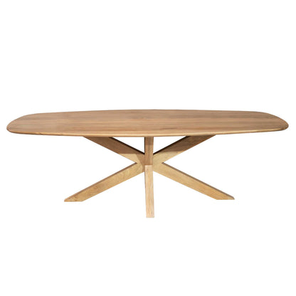 Eettafel Nina Deens Ovaal 240cm van Starfurn, mangohouten tafel met kruispoot, vooraanzicht