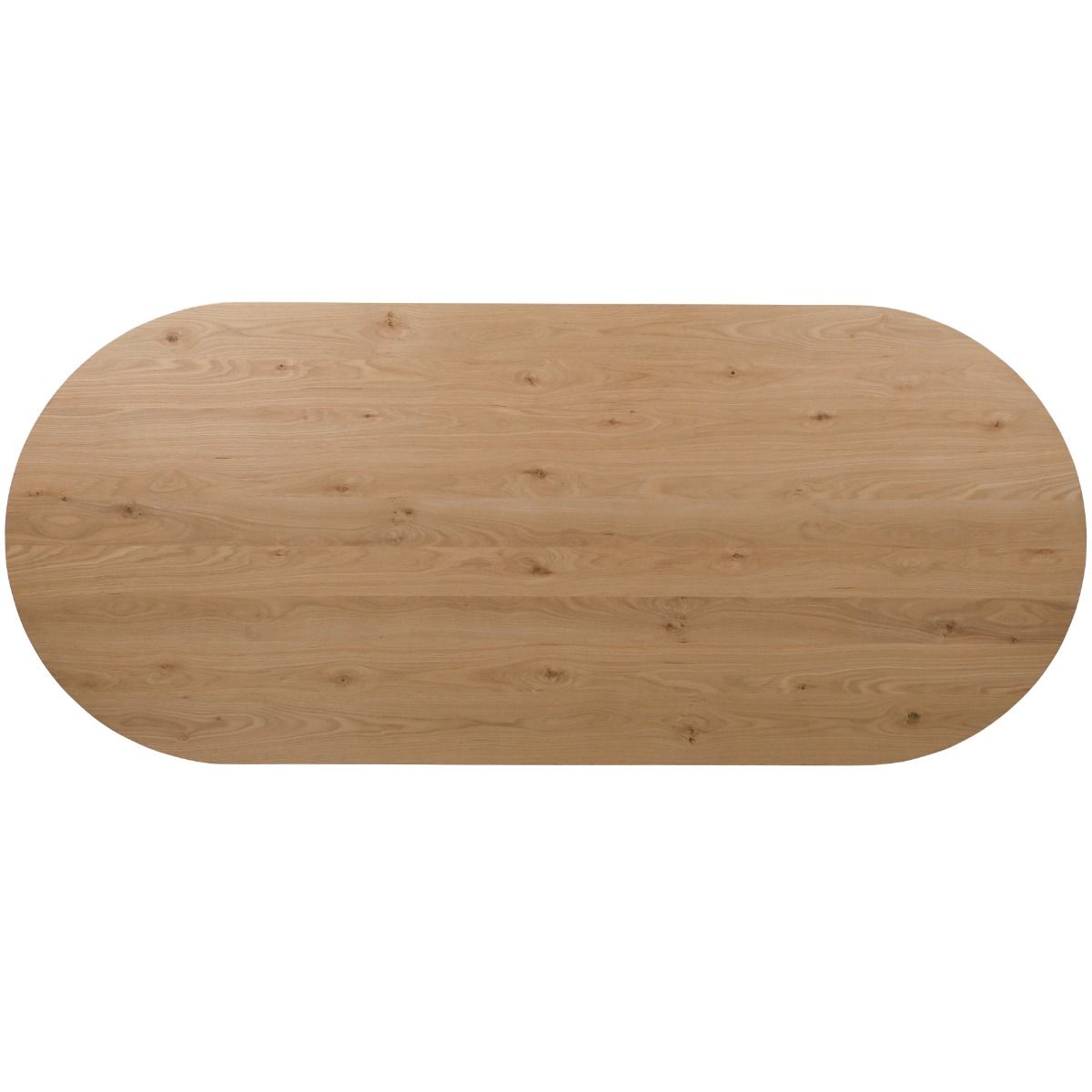 Bovenaanzicht van het eikenhouten blad van de eettafel Novero naturel