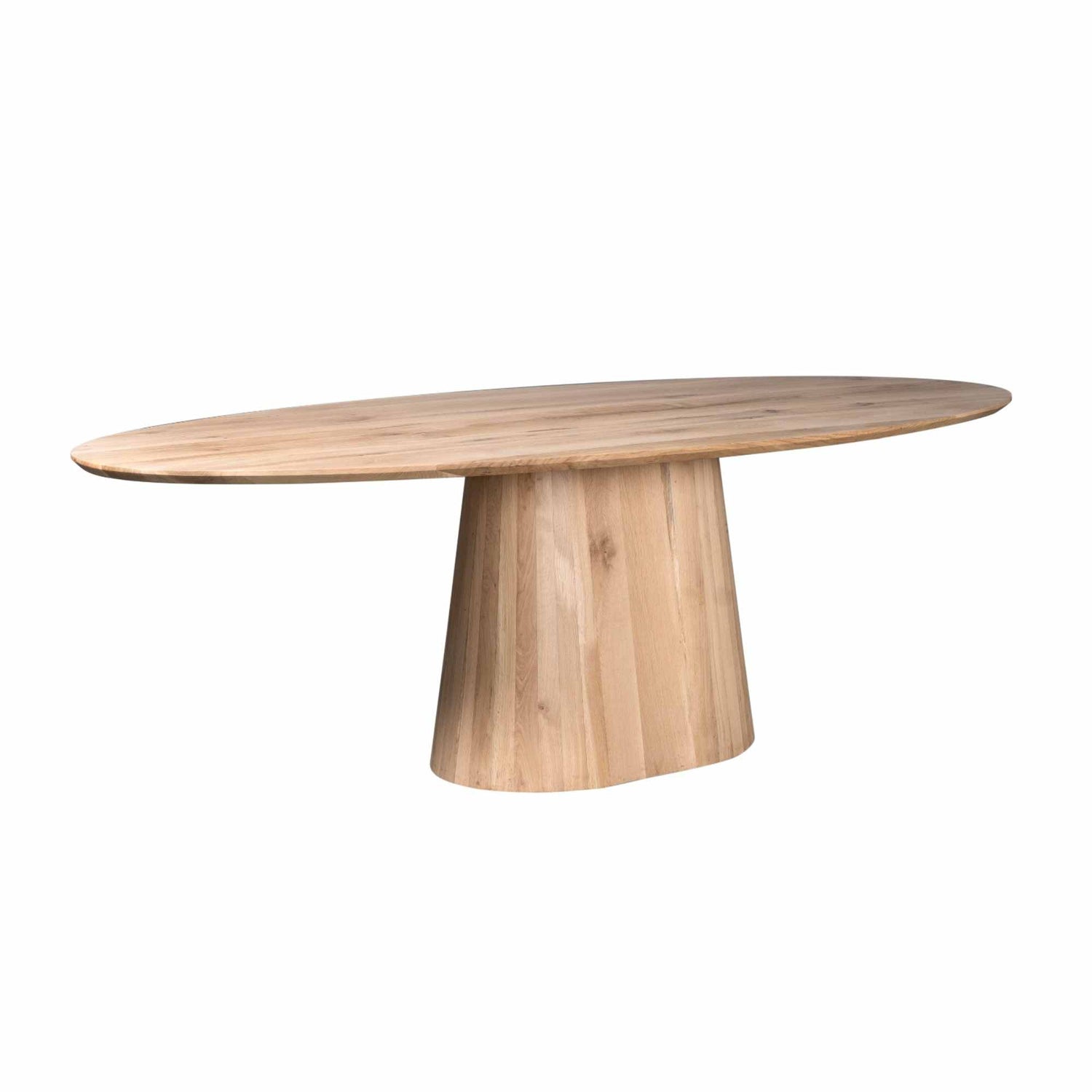 Ovale eettafel Riga Eiken Naturel van Starfurn met moderne tafelpoot