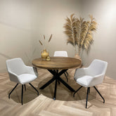 Rocky eettafel Pecan van Livingfurn, afmetingen Ø120cm x H76cm
