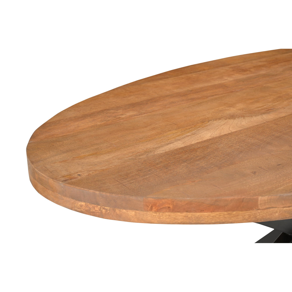 Eettafel Rocky 160cm in Pecan, warm honingbruin mangohout met zwart onderstel
