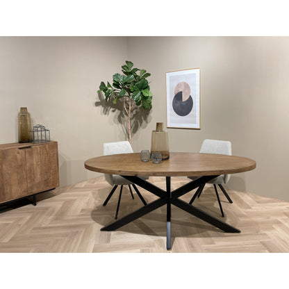 Eettafel Rocky 210cm in Pecan, detail van het blad