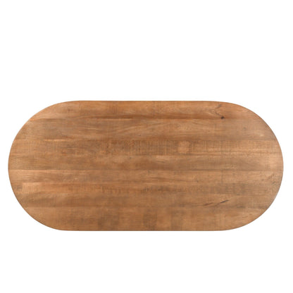 Zijaanzicht van de ovale Salvator eettafel met massief blad van 30 mm