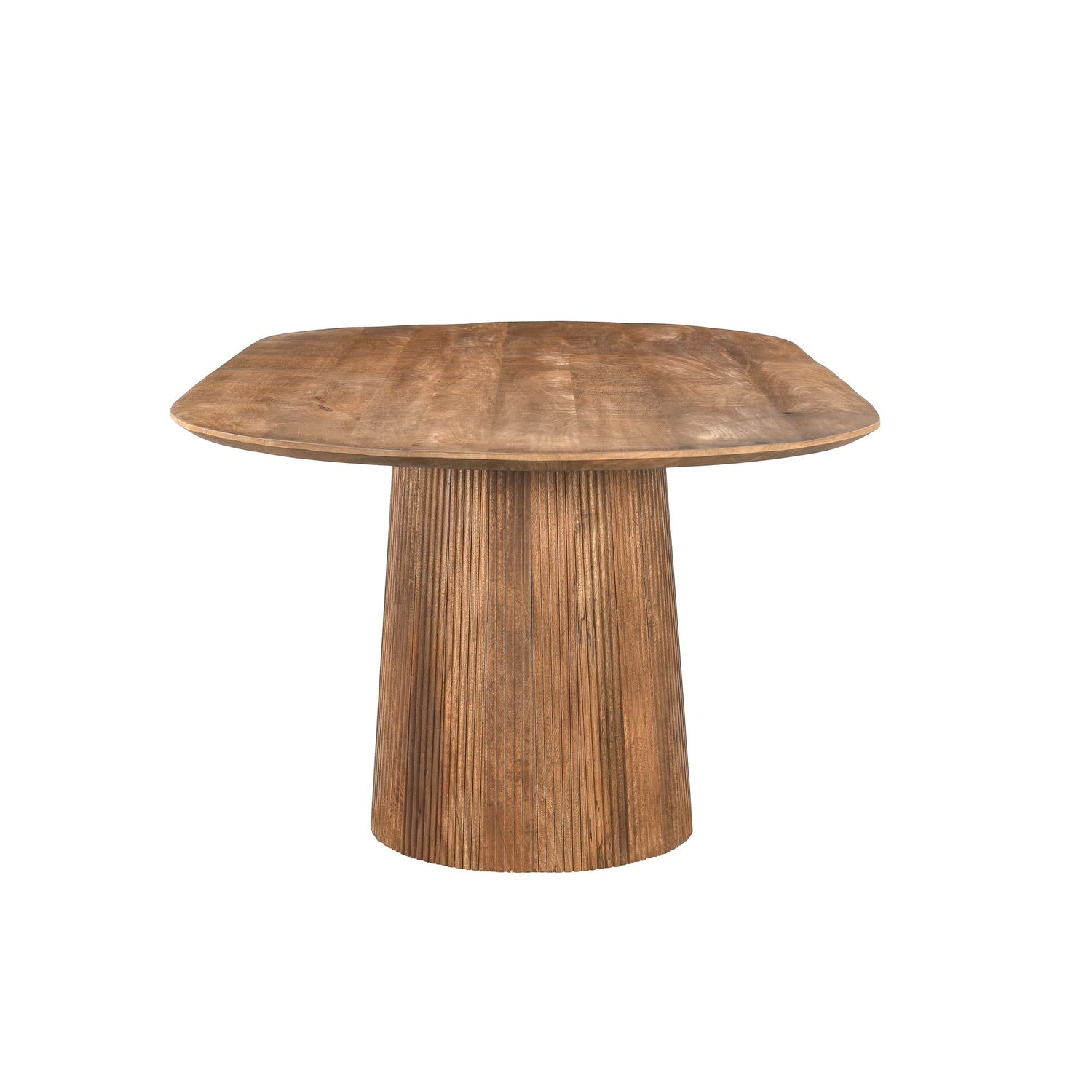 Salvator eettafel Pecan schuin van boven met ovaal mangohouten blad