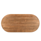 Zijaanzicht van de ovale Salvator eettafel met massief blad van 30 mm