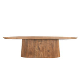Vooraanzicht van de 300 cm lange Salvator eettafel met twee geribbelde voeten