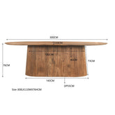 Maatschets van de ovale Salvator eettafel, 300 bij 110 bij 76 cm