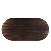Zijaanzicht van de ovale Salvator eettafel in Walnut met blad van 30 mm