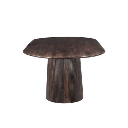 Salvator eettafel Walnut schuin van boven met ovaal mangohouten blad
