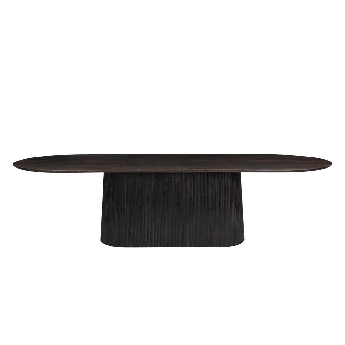 Vooraanzicht van de 300 cm lange Salvator eettafel in Walnut