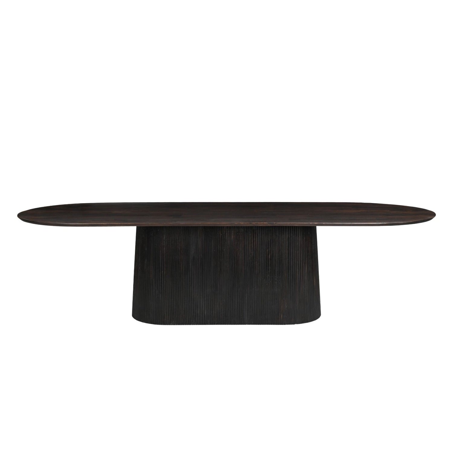 Vooraanzicht van de 300 cm lange Salvator eettafel in Walnut