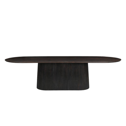 Vooraanzicht van de 300 cm lange Salvator eettafel in Walnut