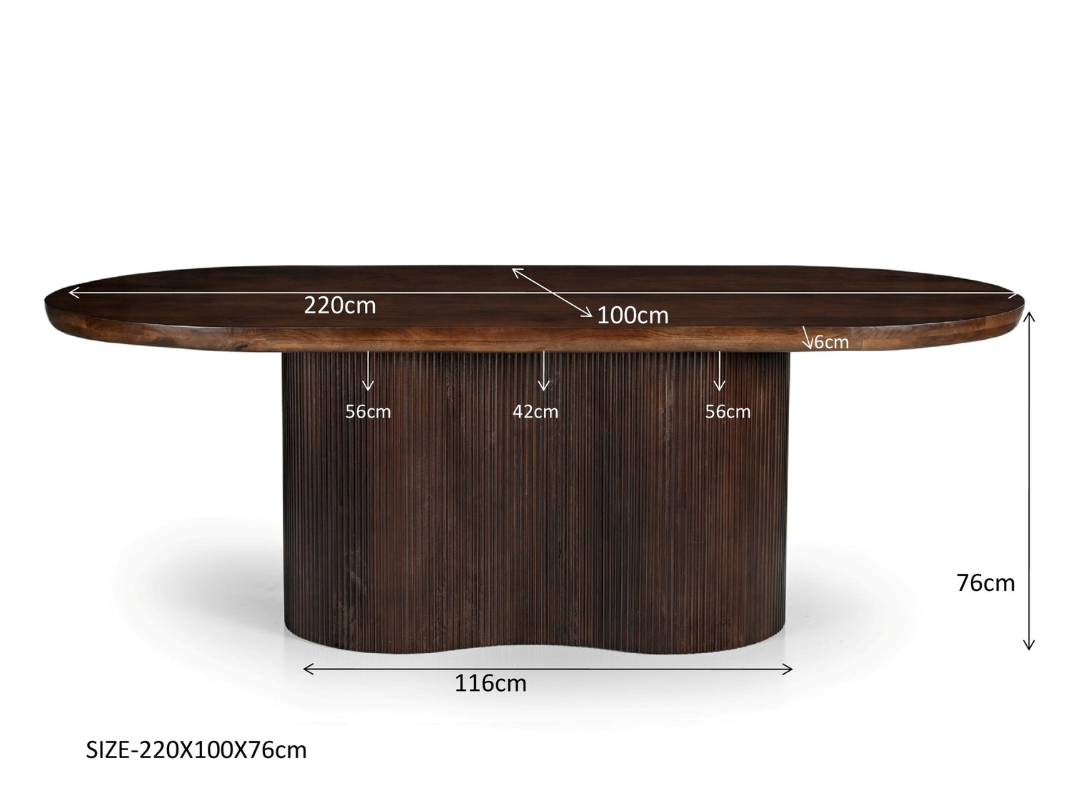 Eettafel Sevilla Chestnut 220cm van massief mangohout voor de eetkamer