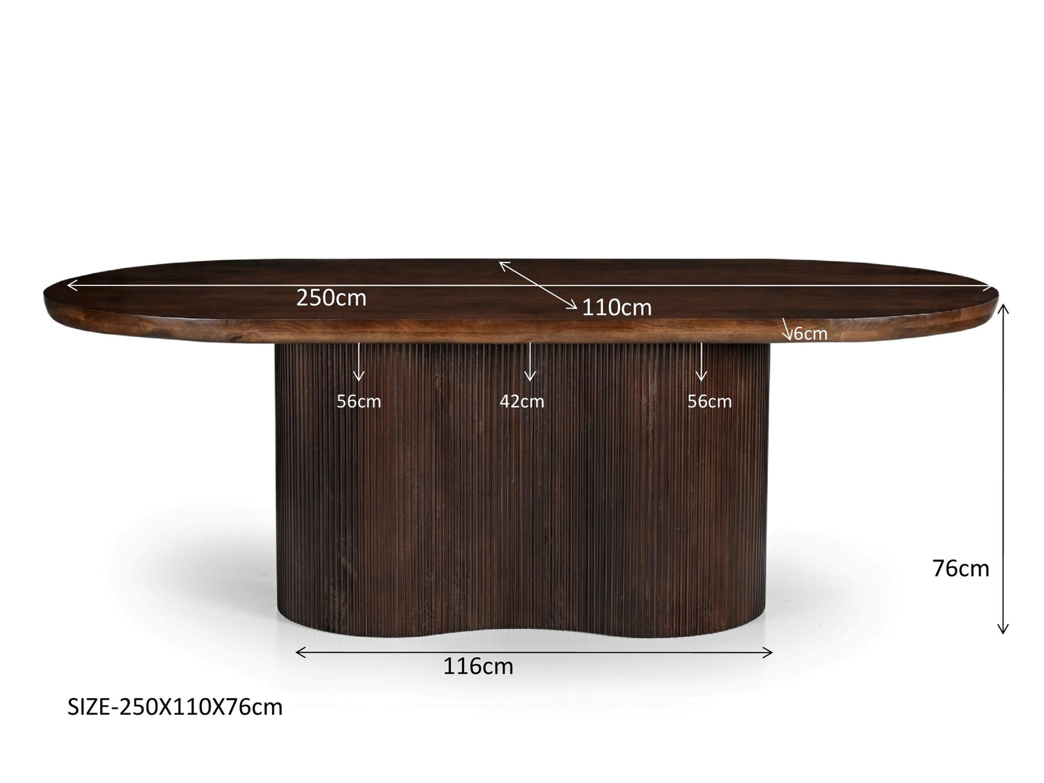 Eettafel Sevilla Chestnut 250cm van massief mangohout voor de eetkamer