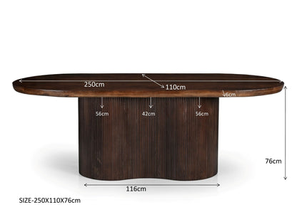Eettafel Sevilla Chestnut 250cm van massief mangohout voor de eetkamer