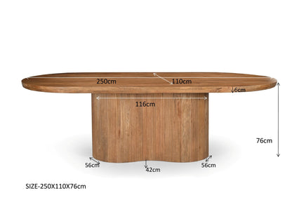Eettafel Sevilla Pecan 250cm van massief mangohout voor de eetkamer