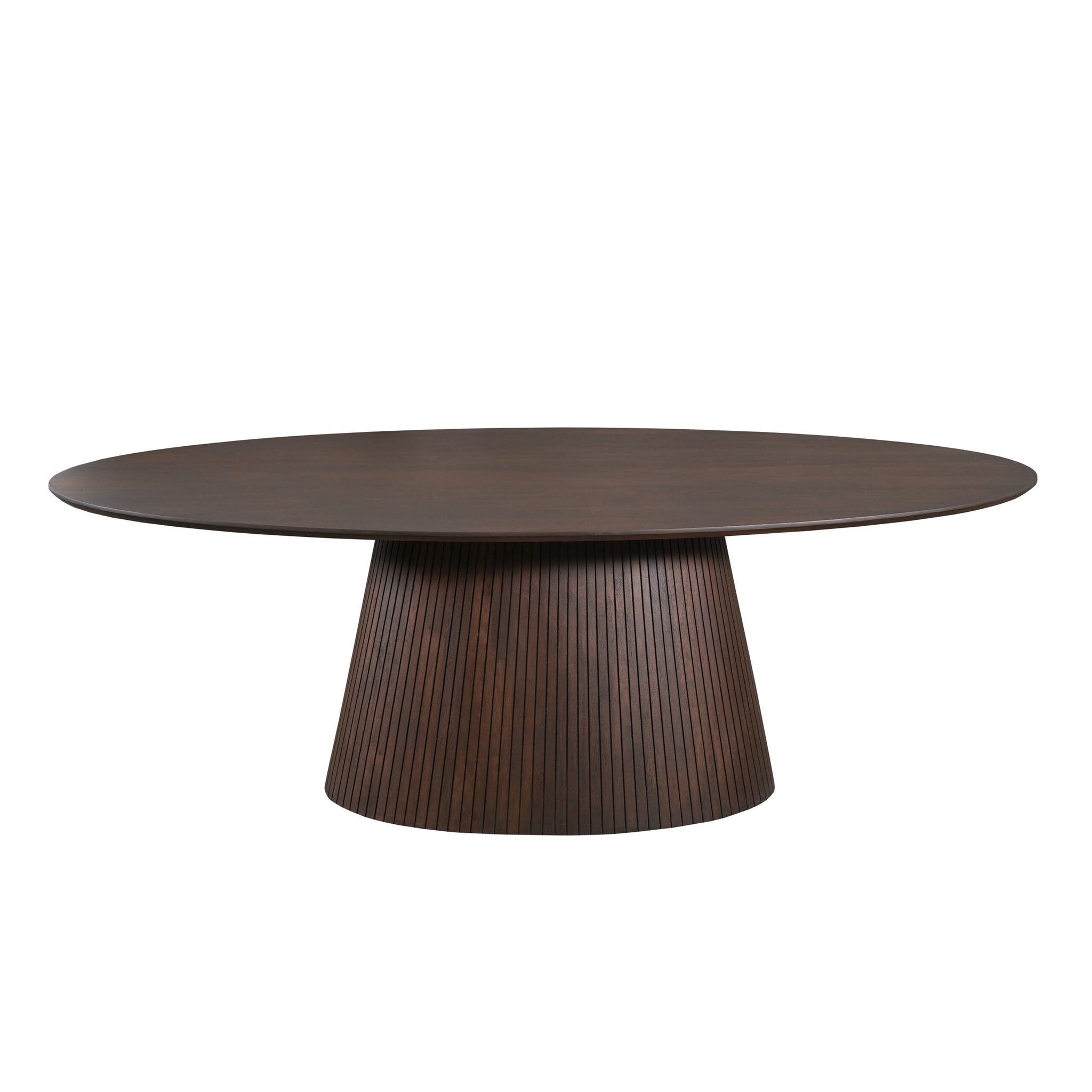 Solana ovale eettafel 240 cm schuin van boven met levendige mangohouten nerf