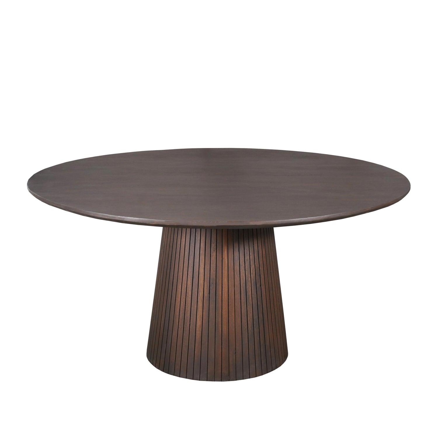 Solana eettafel rond 130 cm van bovenaf met zichtbare nerf in het mangohouten blad
