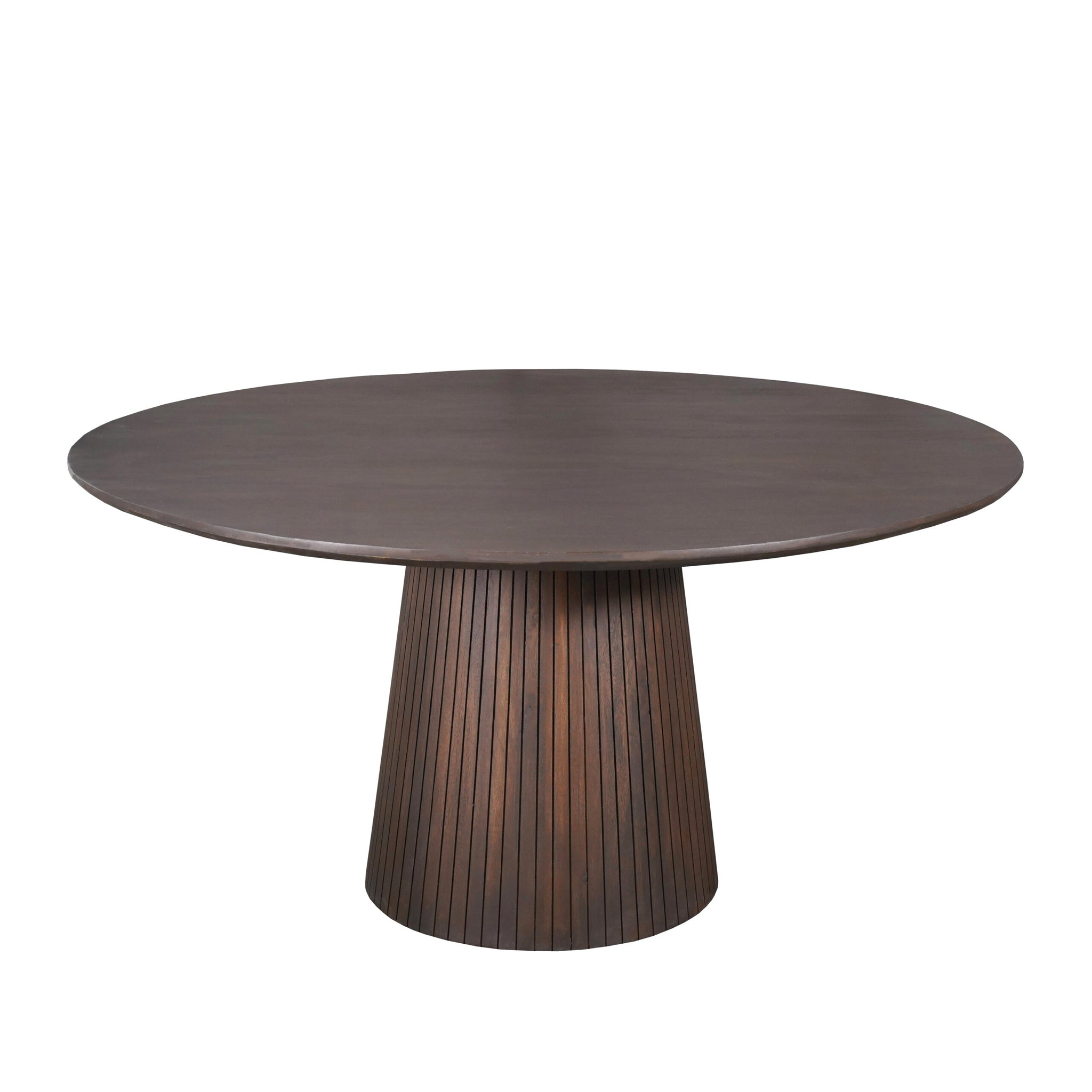 Solana ronde eettafel 150 cm schuin van boven met warme bruine houtnerf