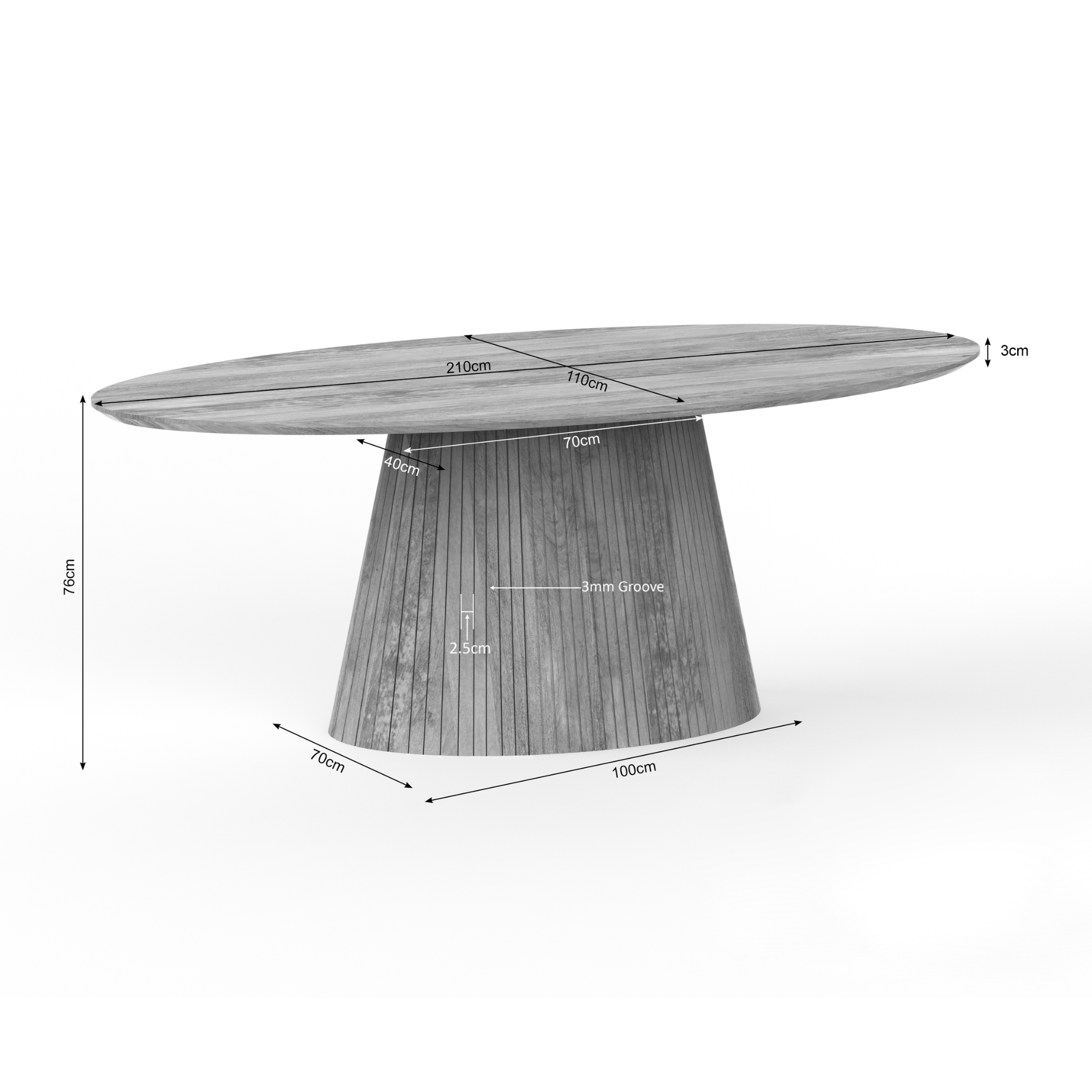 Solana eettafel van 210 bij 110 cm gestyled met servies en kaarsen