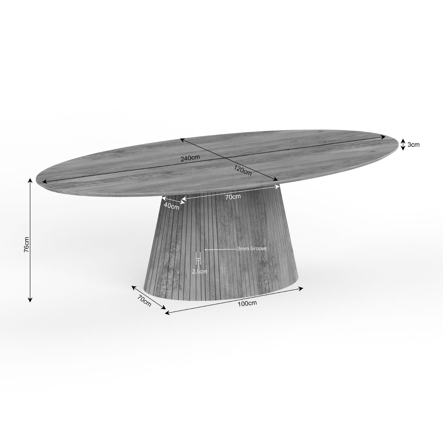 Grote Solana eettafel gestyled met servies, schalen en kaarsen