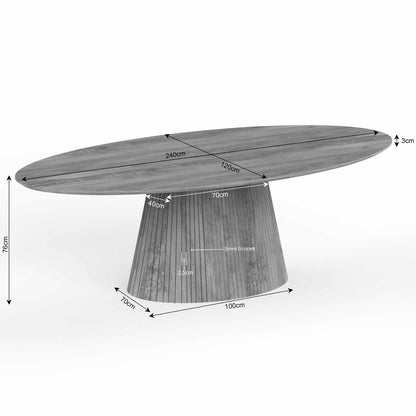 Ovale eettafel Solana van 240 cm van Starfurn in een ruime eetkamer