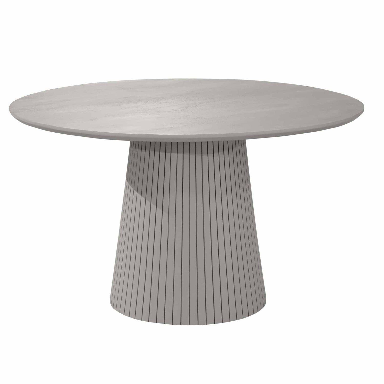 Detail van het verticale lattenpatroon op de poot van de Eettafel Solana