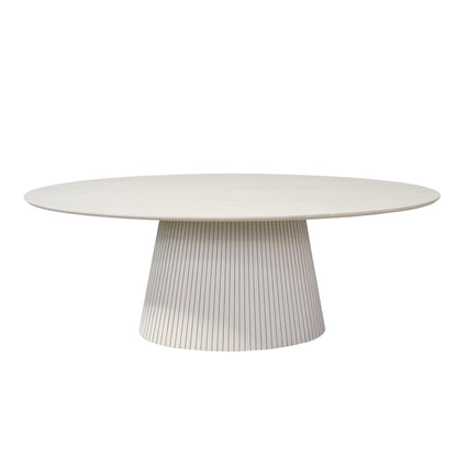 Ovale eettafel Solana van Starfurn in zandkleurig mangohout van 210 cm lang