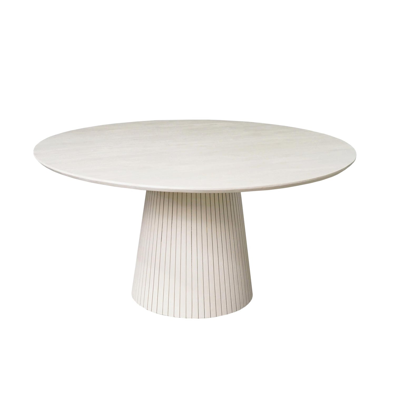 Ronde eettafel Solana van Starfurn in zandkleurig mangohout met een diameter van 130 cm