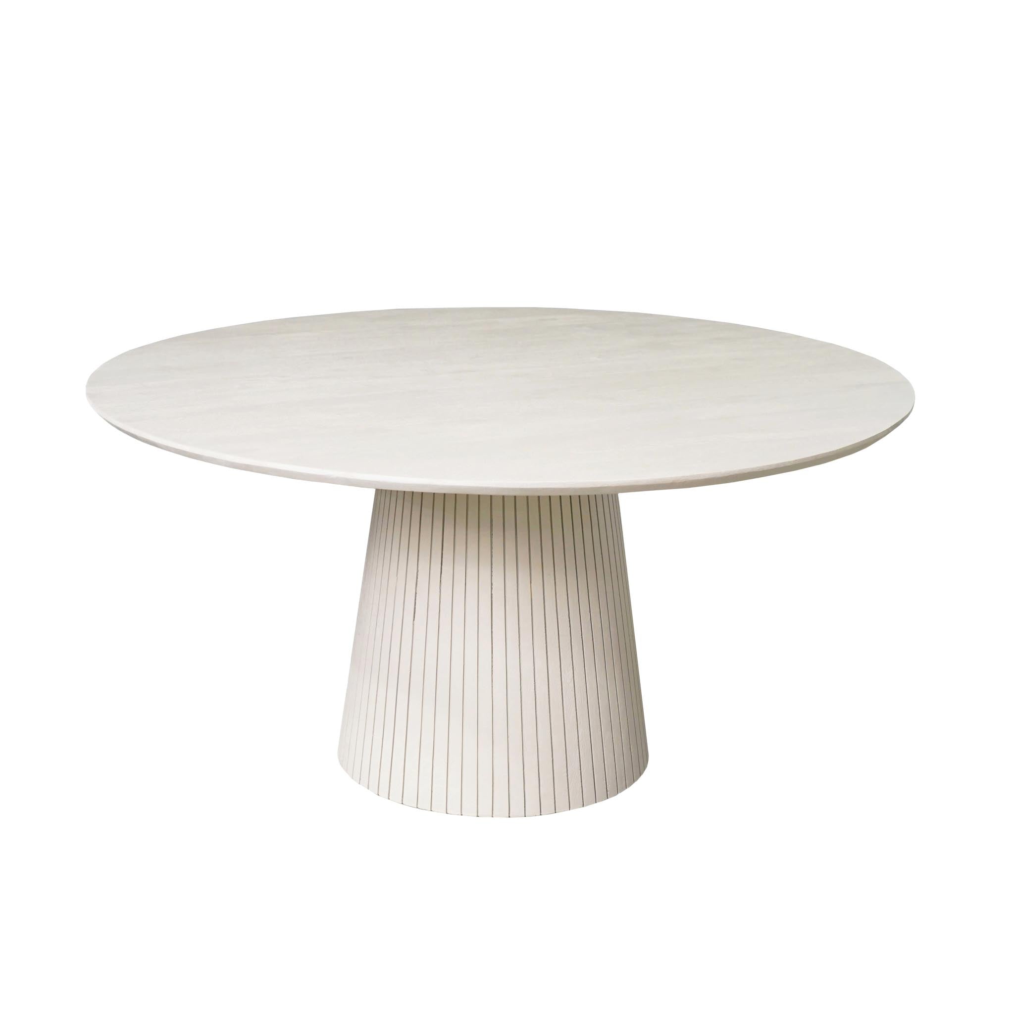 Ronde eettafel Solana van Starfurn in zandkleurig mangohout met een diameter van 130 cm