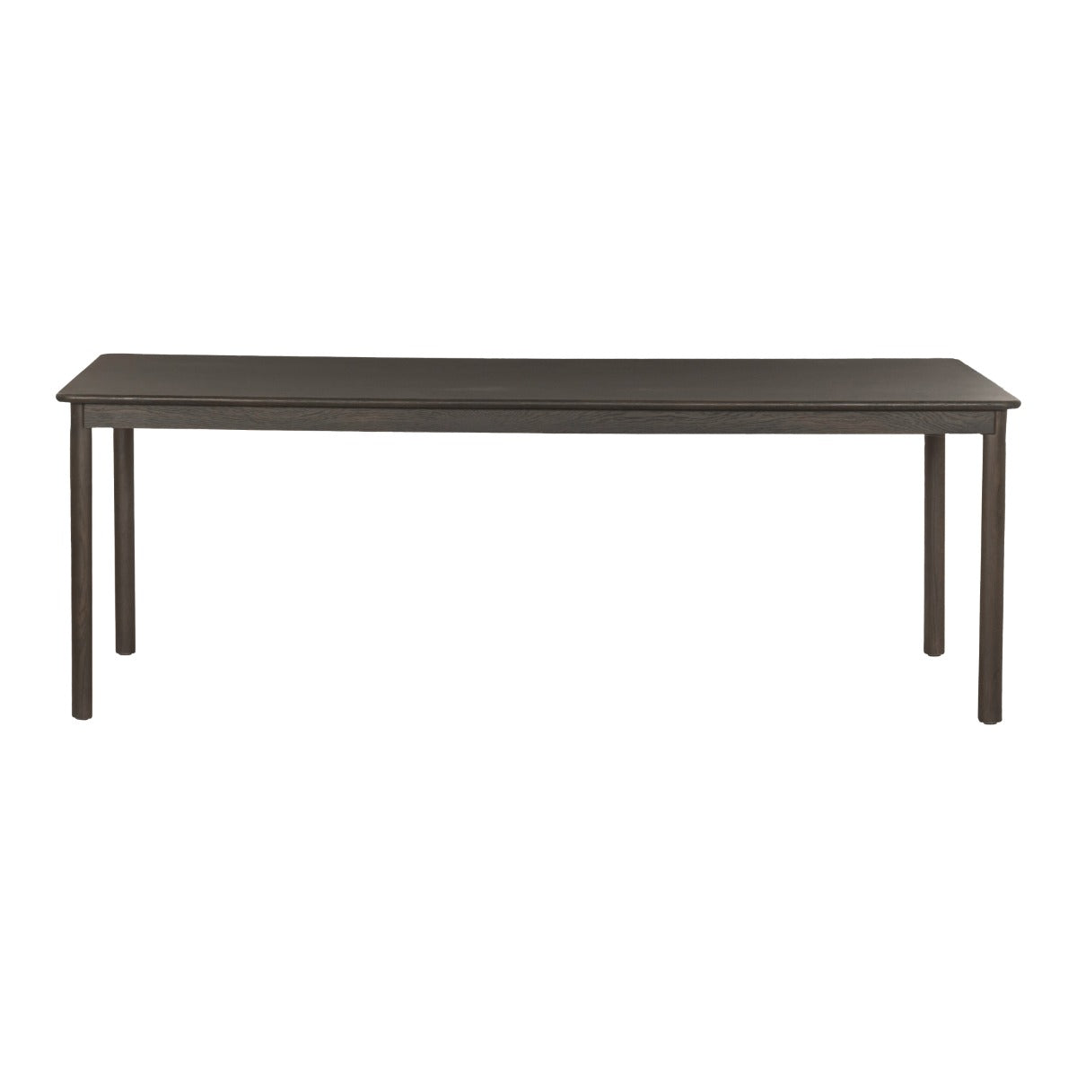 Vooraanzicht van de Tobago eettafel in espresso bruin met slanke ronde poten