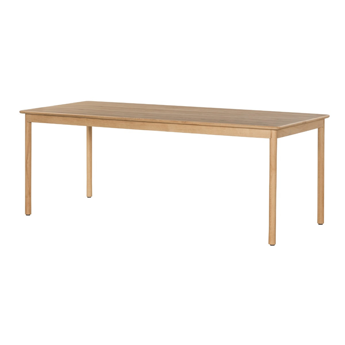 Eettafel Tobago van Livingfurn in naturel eiken, rechthoekig blad van 220 cm op vier ronde poten