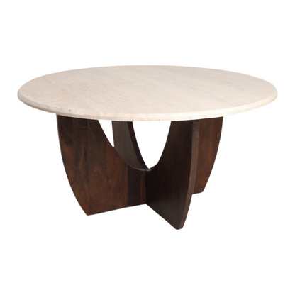 Eettafel Travertin Ronde Bruin Onderstel Raw Materials 120cm - Eetkamertafel - Raw Materials - livinglovely.nl