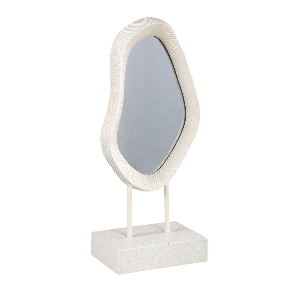 Eilish White poly organic mirror on mdf base high 22.0 x 14.0 x 49.5 cmPTMD - Spiegel - PTMD - livinglovely.nl