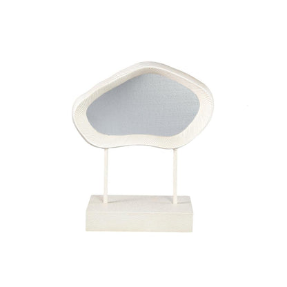 Eilish White poly organic mirror on mdf base low PTMD 35x14x40.5 cm - Spiegel - PTMD - livinglovely.nl